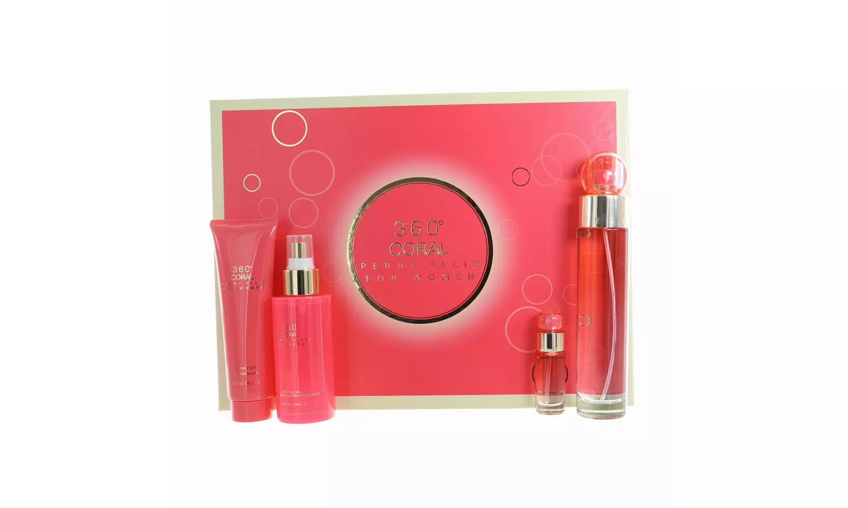 360 Coral Perry Ellis 4 Piece Gift Set -3.4 Oz Eau De Parfum Spray New Box Women - Primary Image