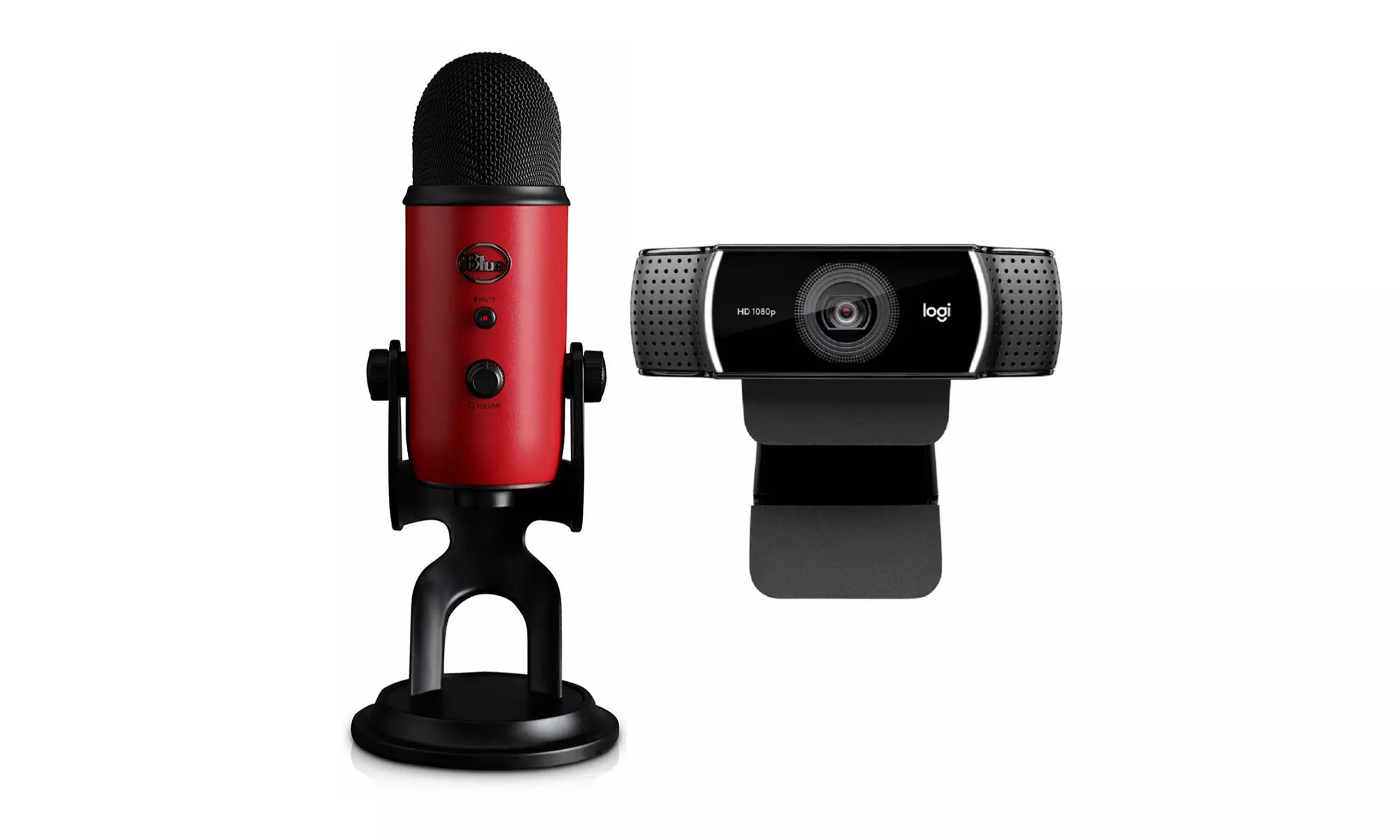 Blue Microphones Yeti Red Microphone with Logitech C922 Pro Stream Webcam - Primary Image