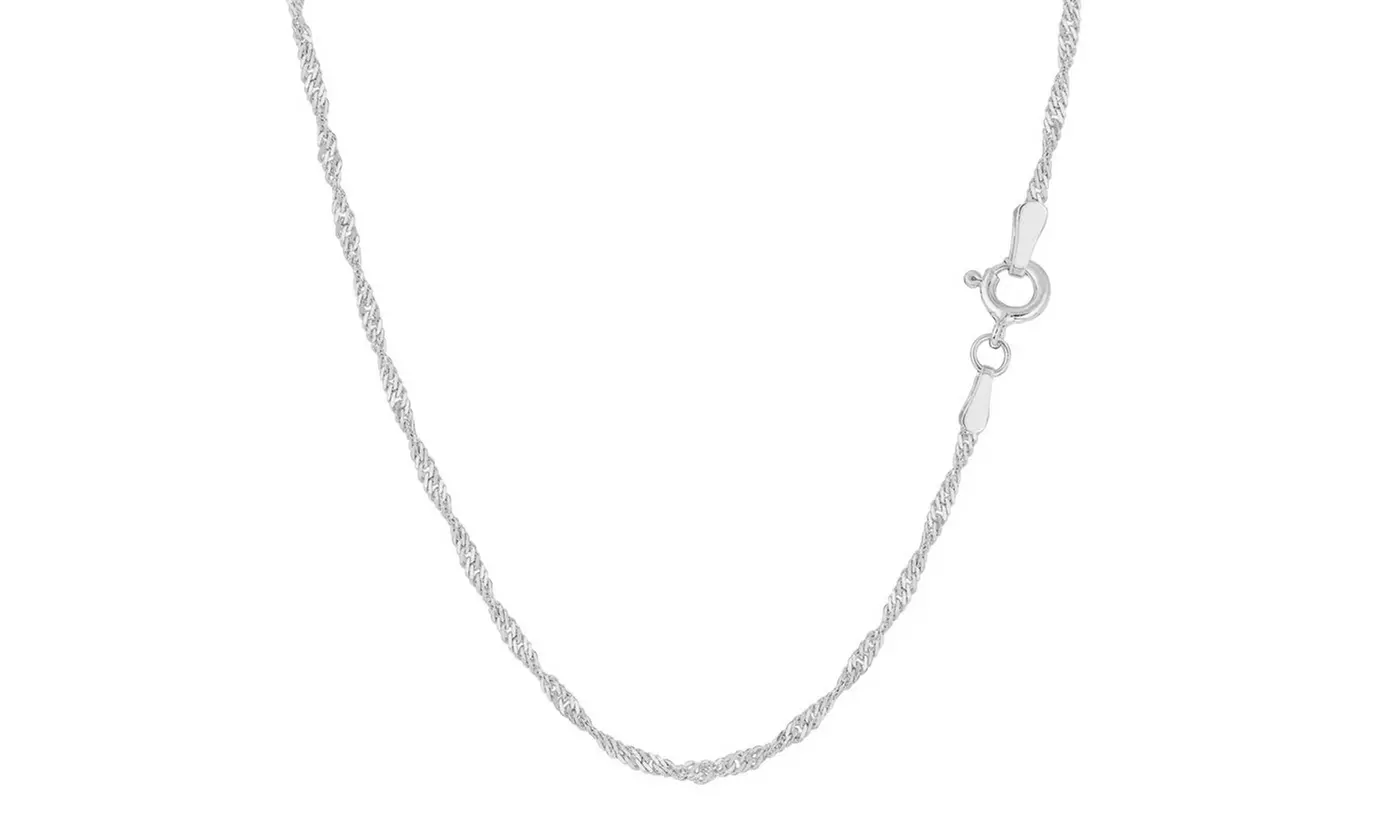 10k Solid Yellow Or White Gold 2.0 MM Diamond Cut Singapore Chain Necklace  - Second Medium