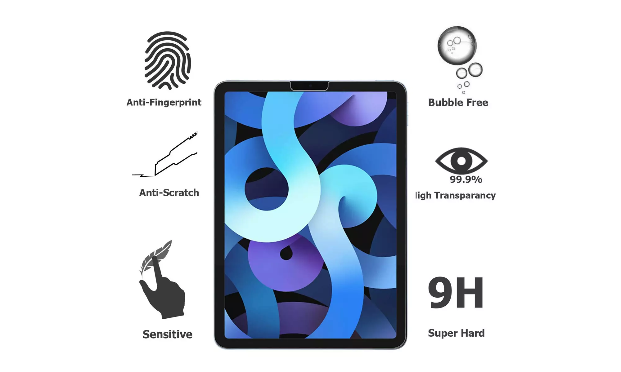 (2 Pack) Tempered Glass Screen Protector for Apple iPad Air 4 10.9" (2020)