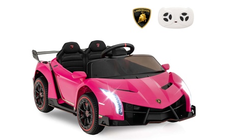 Costway Licensed Lamborghini 4WD Kids Ride-on Sports Car 12V Battery Powered Pink