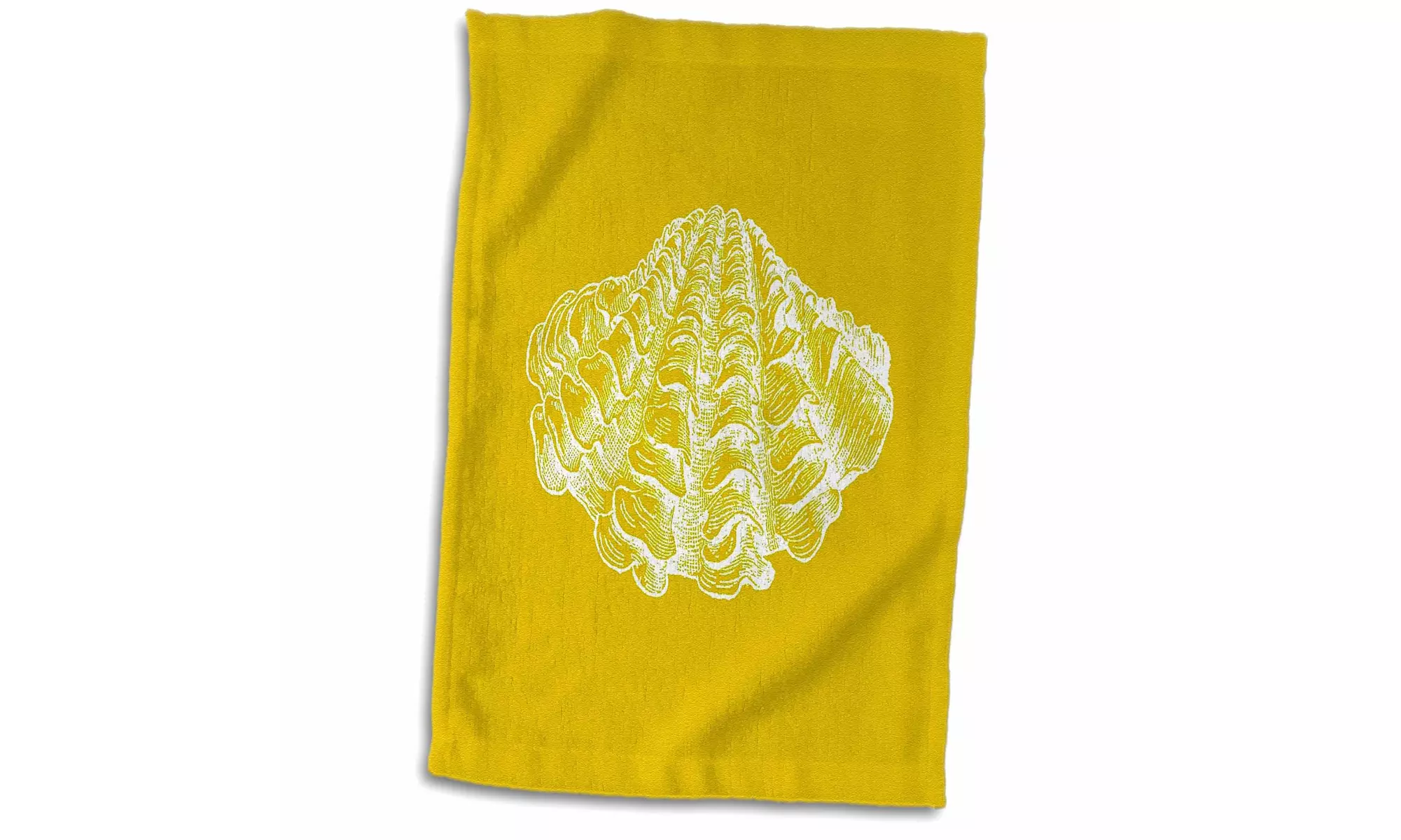  Towel - Yellow seashell etching print. Modern Sea shell clam beach ocean life  - Primary Image