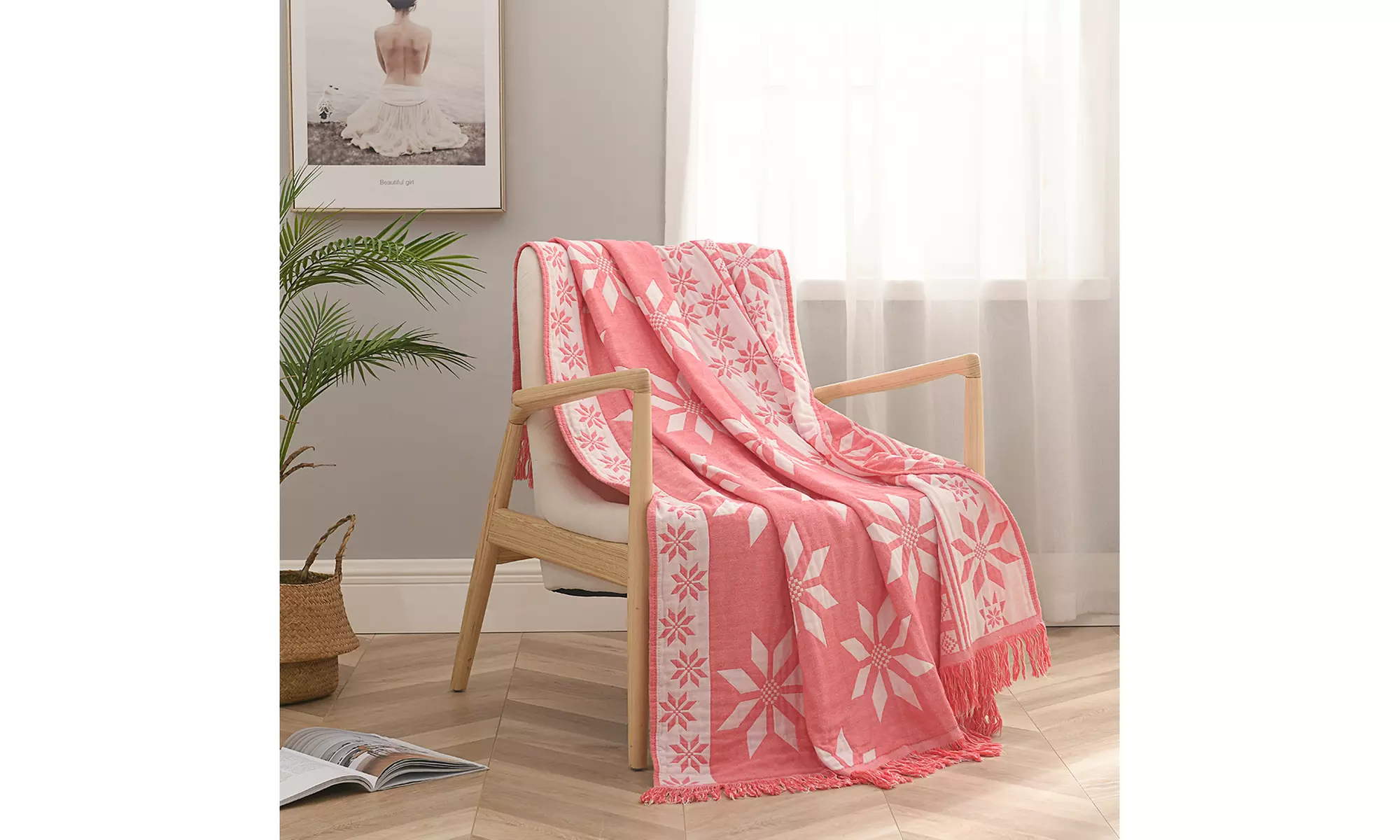 Christmas Holiday Bamboo Cotton Blend Throw Blankets