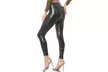 Women's Stretchy Faux Leather Leggings Pants, Sexy Black High Waisted Tights - Second Medium
