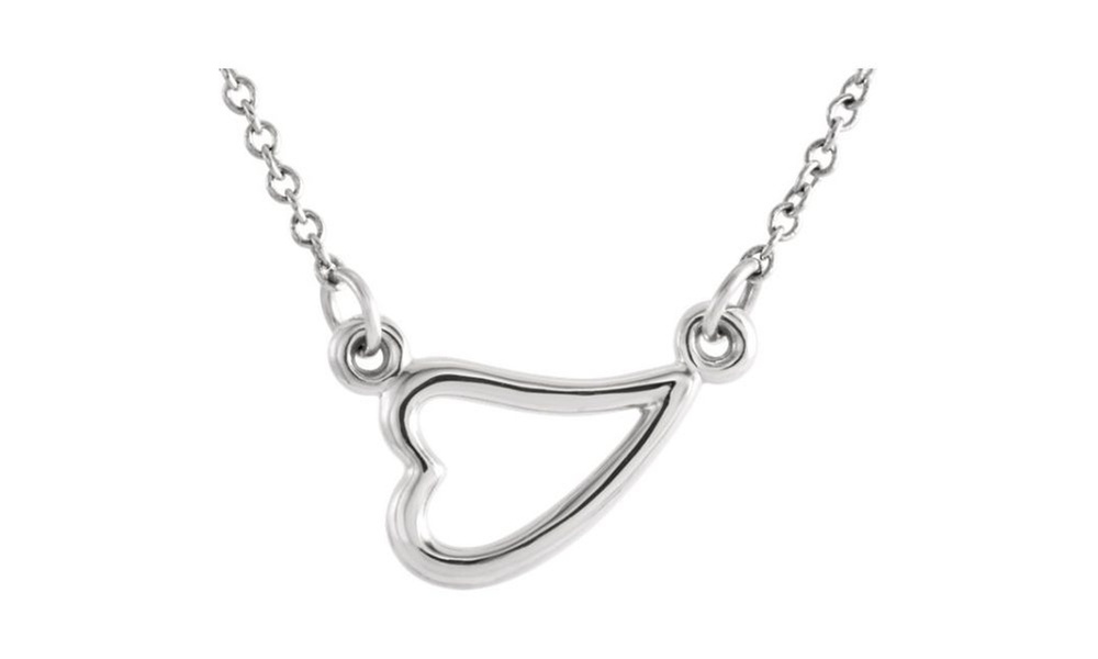 Parisjewelry White Gold Plated Heart 16-18  Adjustable Necklace