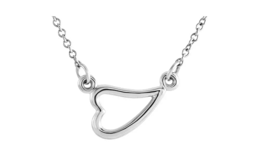 Parisjewelry White Gold Plated Heart 16-18  Adjustable Necklace - Primary Image