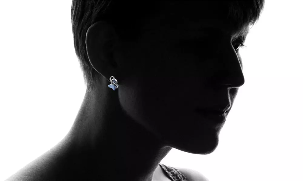 Sterling Silver butterfly Earrings with crystals from Swarovski