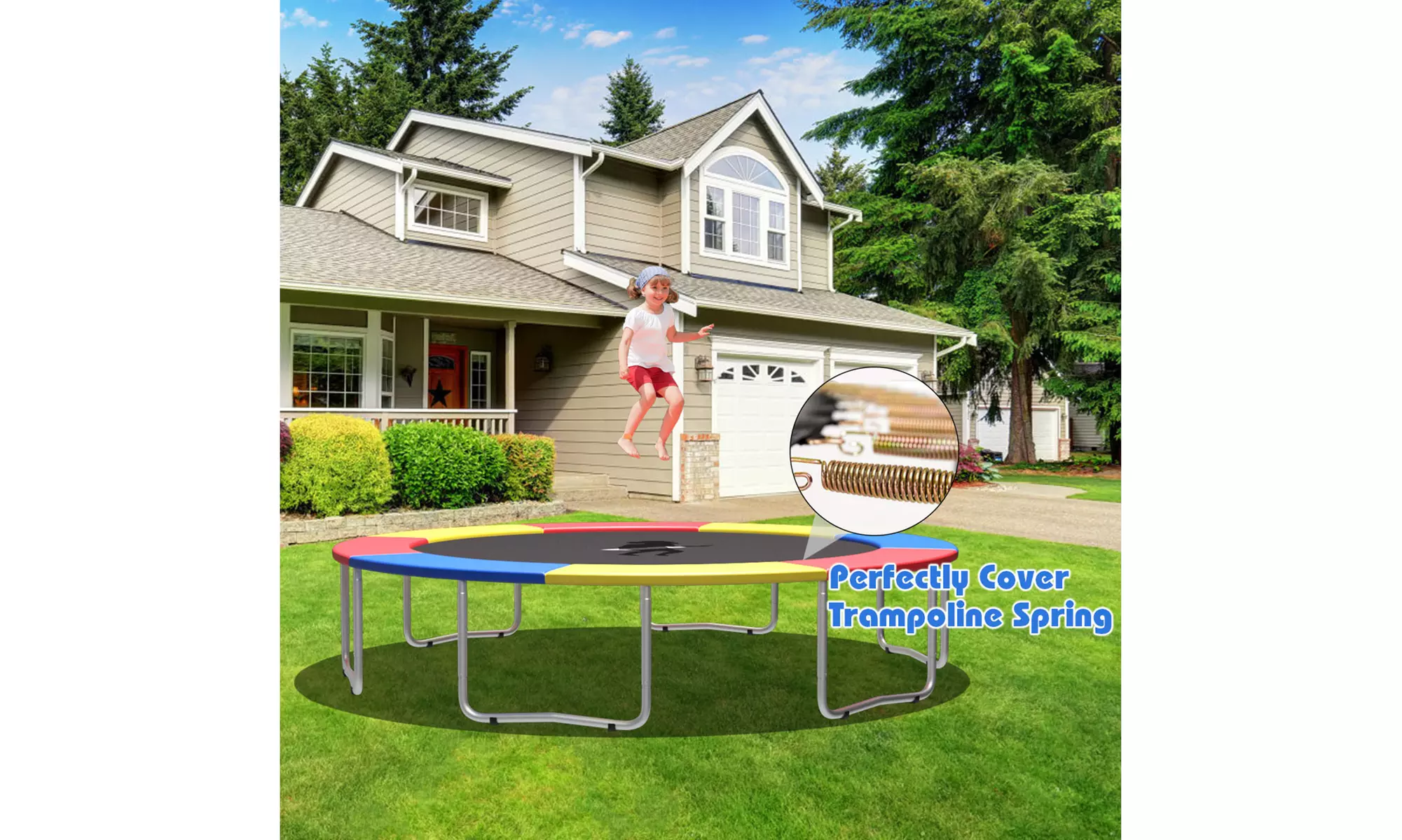 Costway 10FT Trampoline Replacement Safety Pad Bounce Frame Waterproof Spring
