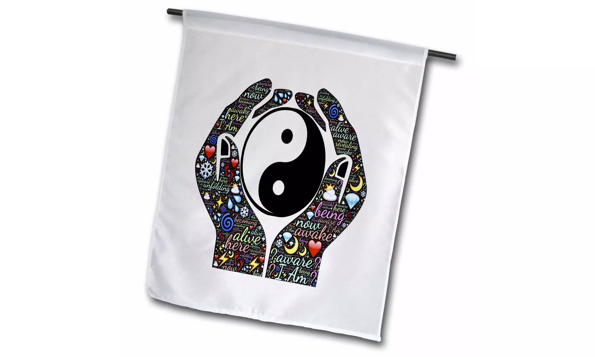  Garden Flag Motivational cupped hands with sayings and yin and yang sign - Second Medium
