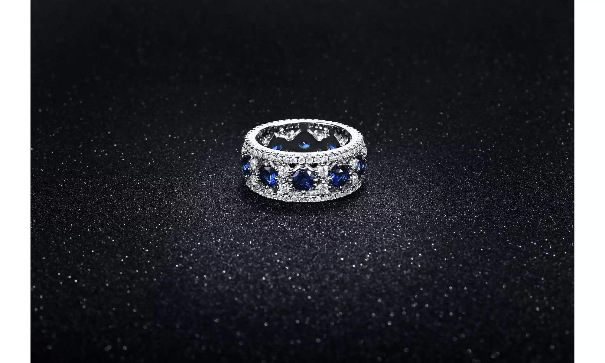 18K White Gold Plated Cubic Zirconia Eternity Band By Mina Bloom