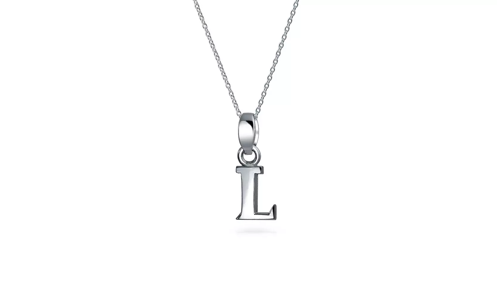 Bling Jewelry Letter Block Alphabet Initial Pendant Necklace 925 Sterling Silver - Primary Image