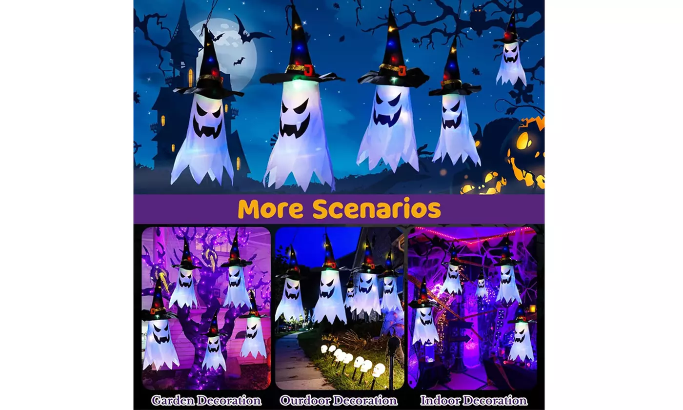 Halloween Light Up Hanging Glowing Ghost Pumpkin Flying Ghost Decoration