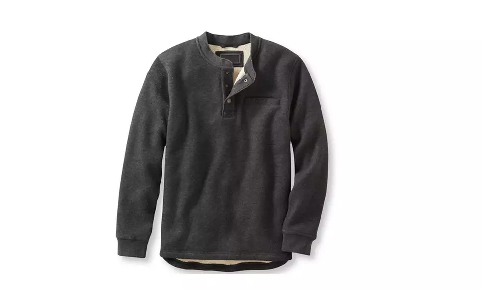 Maxxsel Men's Waffle Fleece Henley Bonded Berber Fleece Lining (S-2XL) - Primary Image