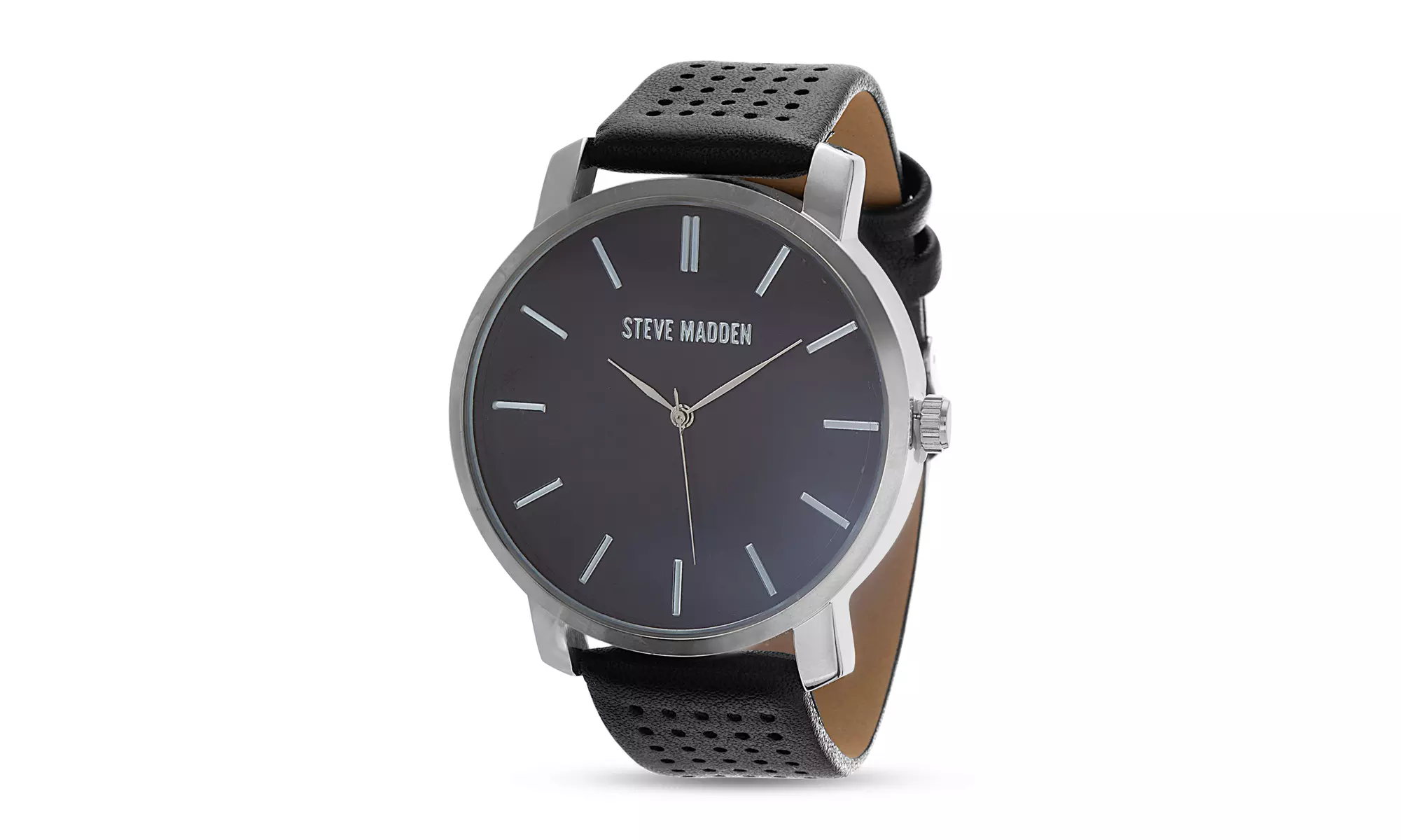Steve Madden Men's Round Dial & Black Leather Watch  - Primary Image