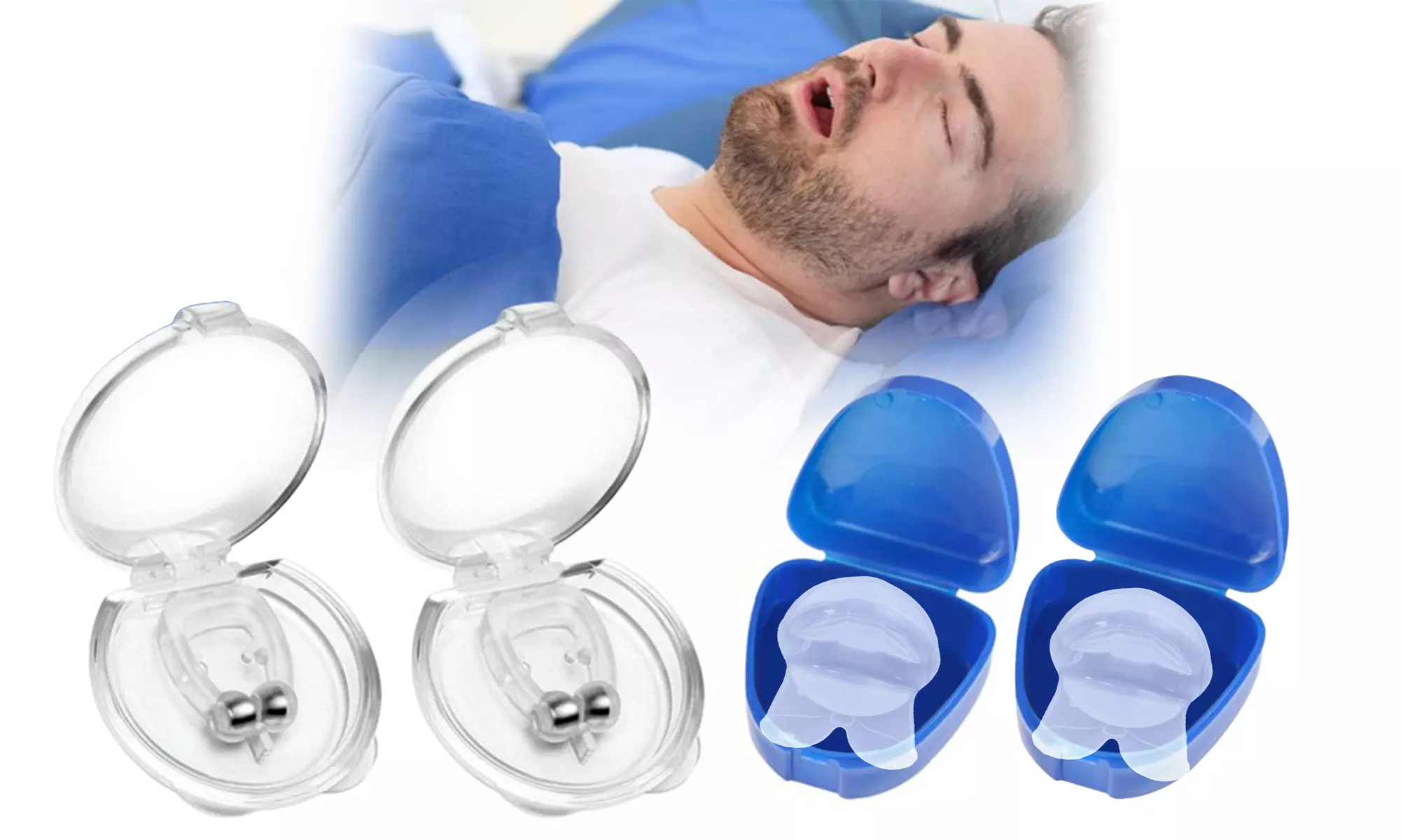 Anti Snoring Devices 2Pcs Anti Snoring Tongue & 2Pcs Nose Clip Snoring Solution - Primary Image