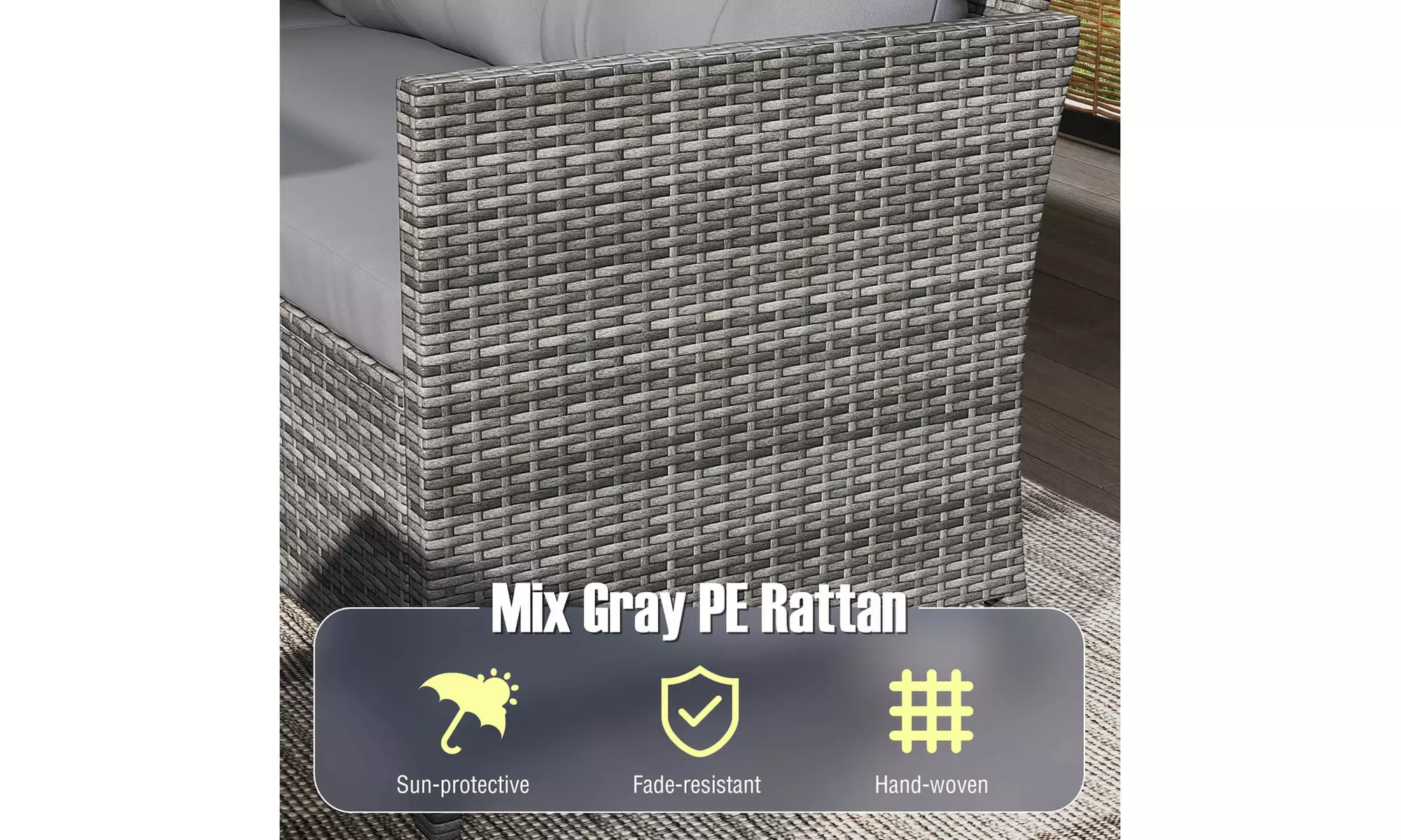 Costway 7-Piece PE Rattan Patio Dining and Sectional Sofa Set