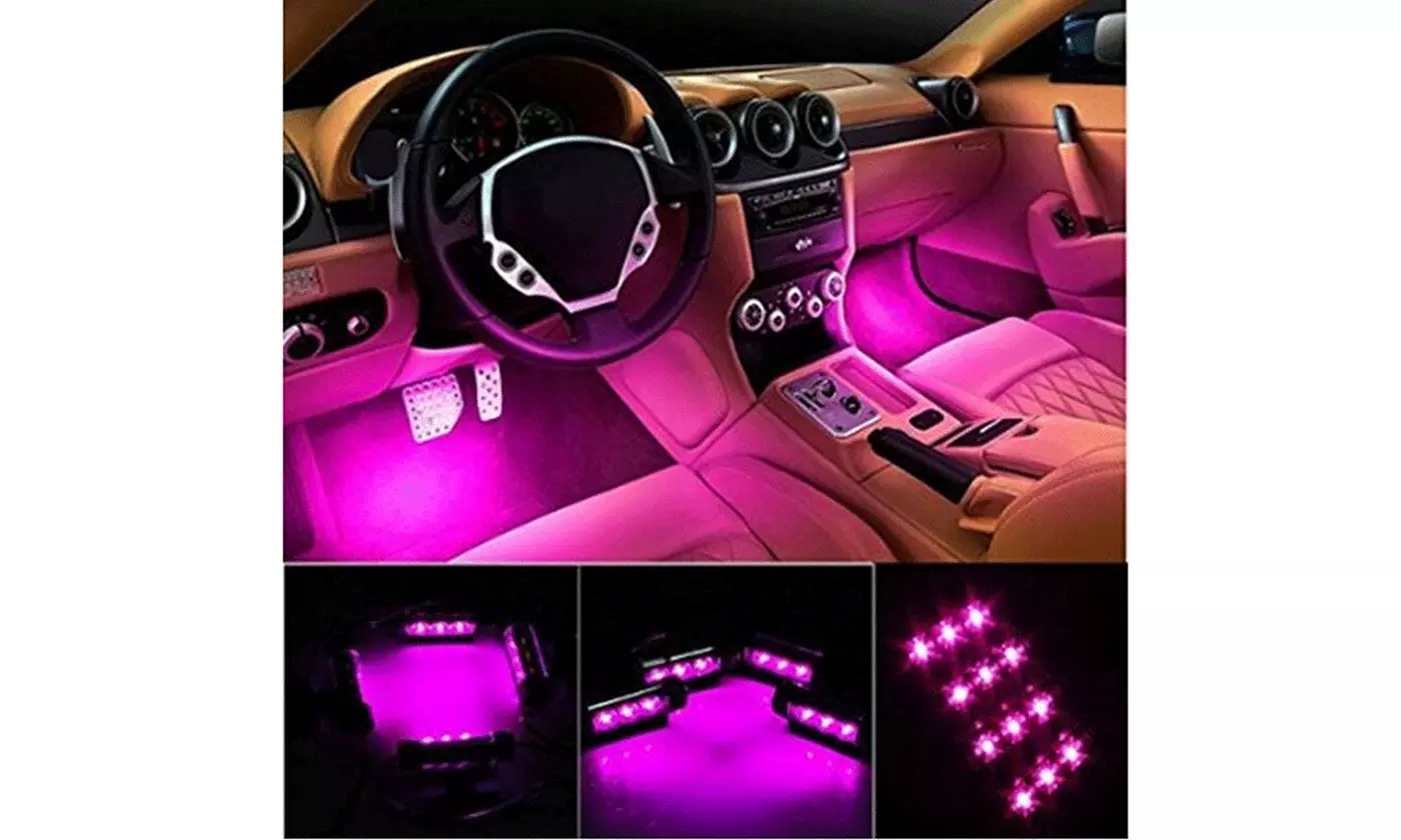 Car LED Strip Light Interior Under Dash Lights Waterproof Kit 4 Pieces - Second Medium