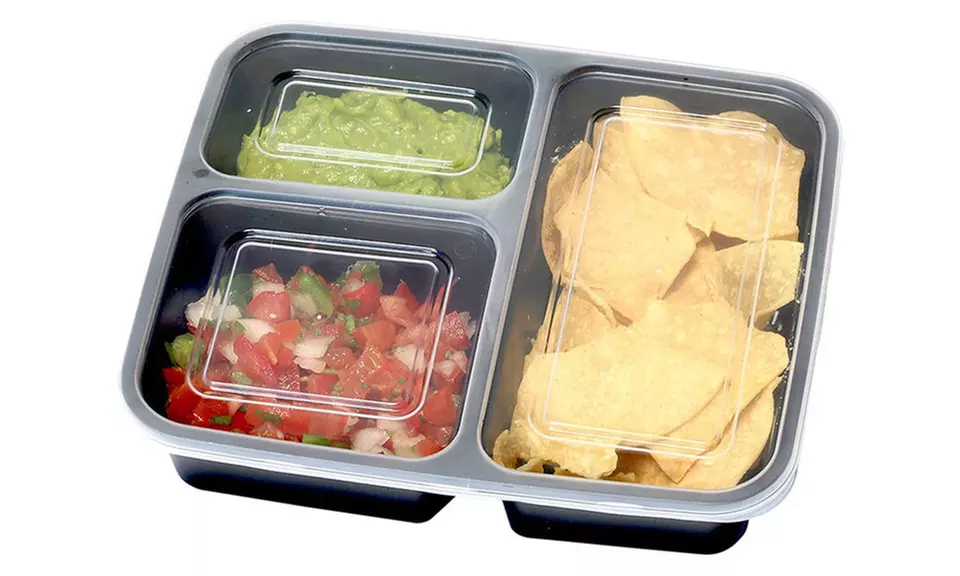 10 Pack 3 Compartment Food Grade Meal Prep Storage Container Boxes - Second Medium
