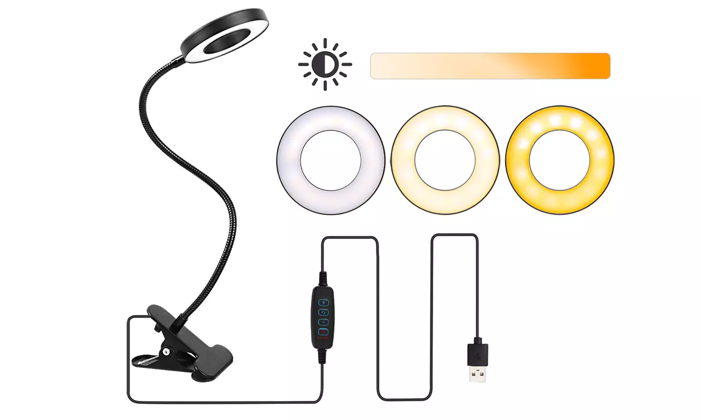 Clip On Desk Lamp LED Flexible Arm USB Dimmable Study Reading Table Night Light - Primary Image