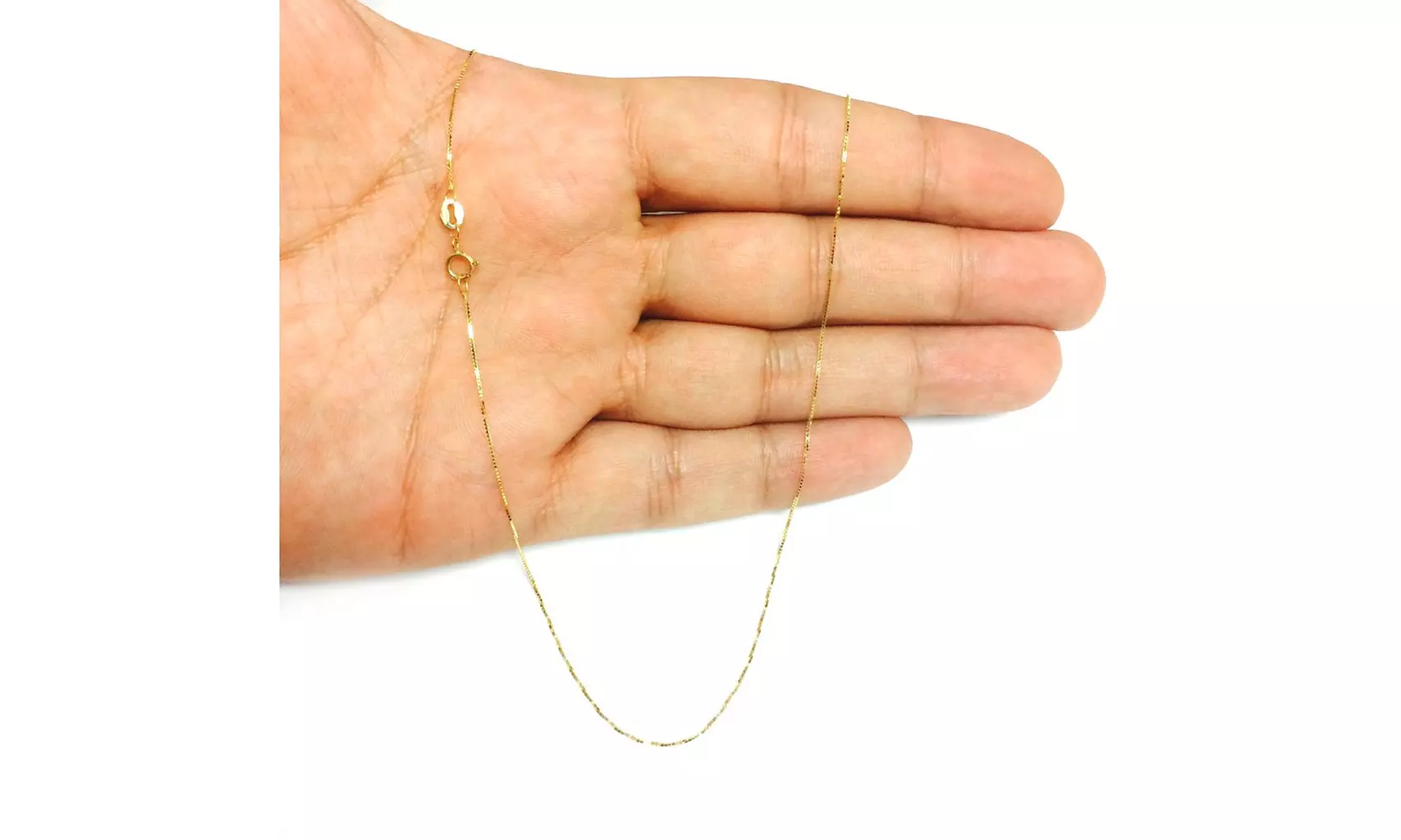14k Yellow Gold Box Chain Necklace - 0.6mm - Second Medium