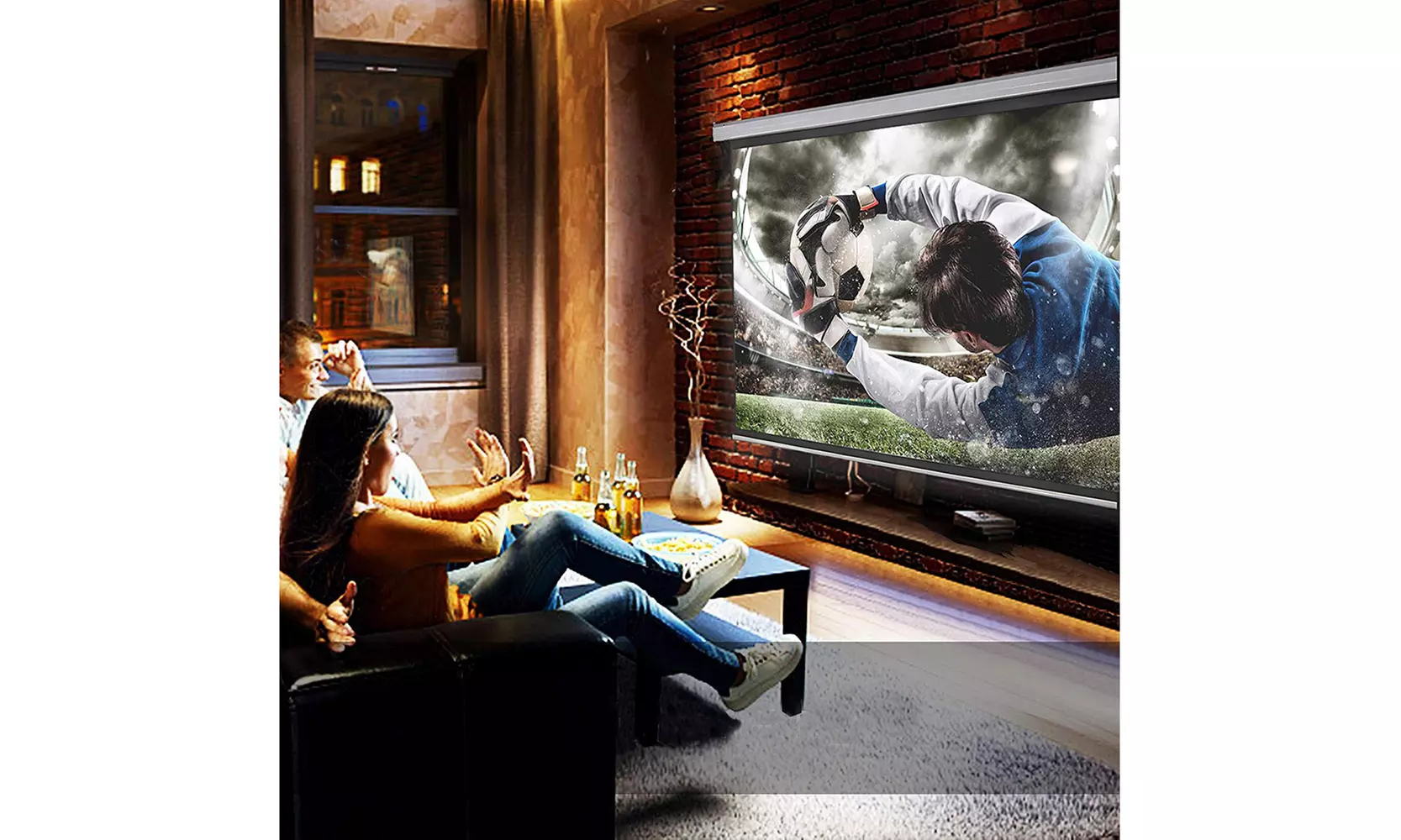100" 4:3 Portable Foldable Electric Motorized Projector Screen w/ Remote Control - Primary Image