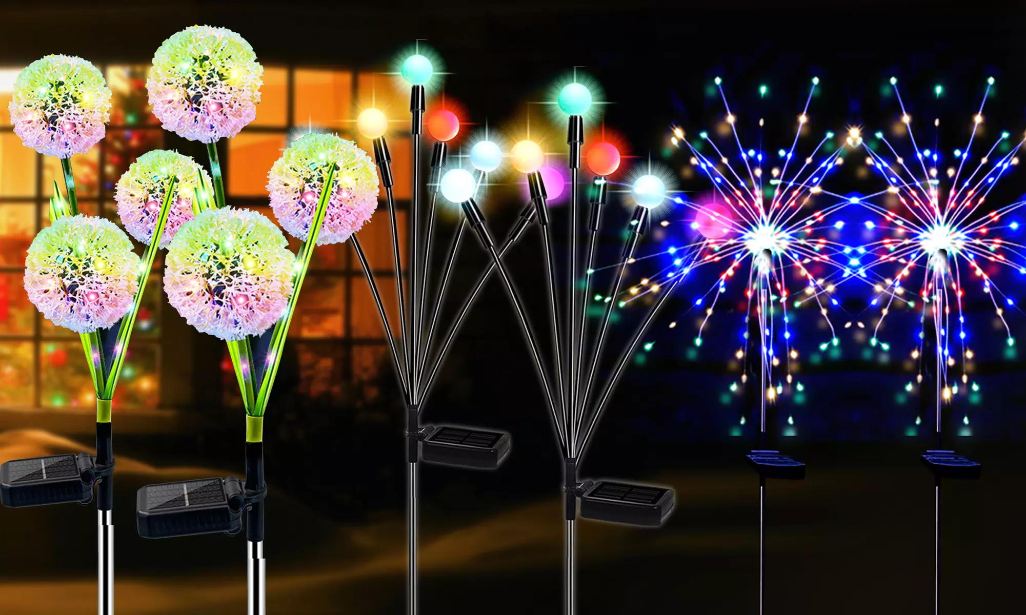 Christmas Garden Lights Solar Firework Lights Dandelion Starburst Swaying Lights