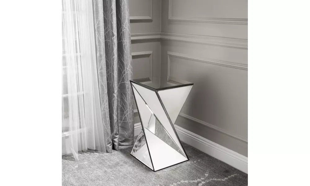 Amler Geometrical Mirrored Side Table - Primary Image