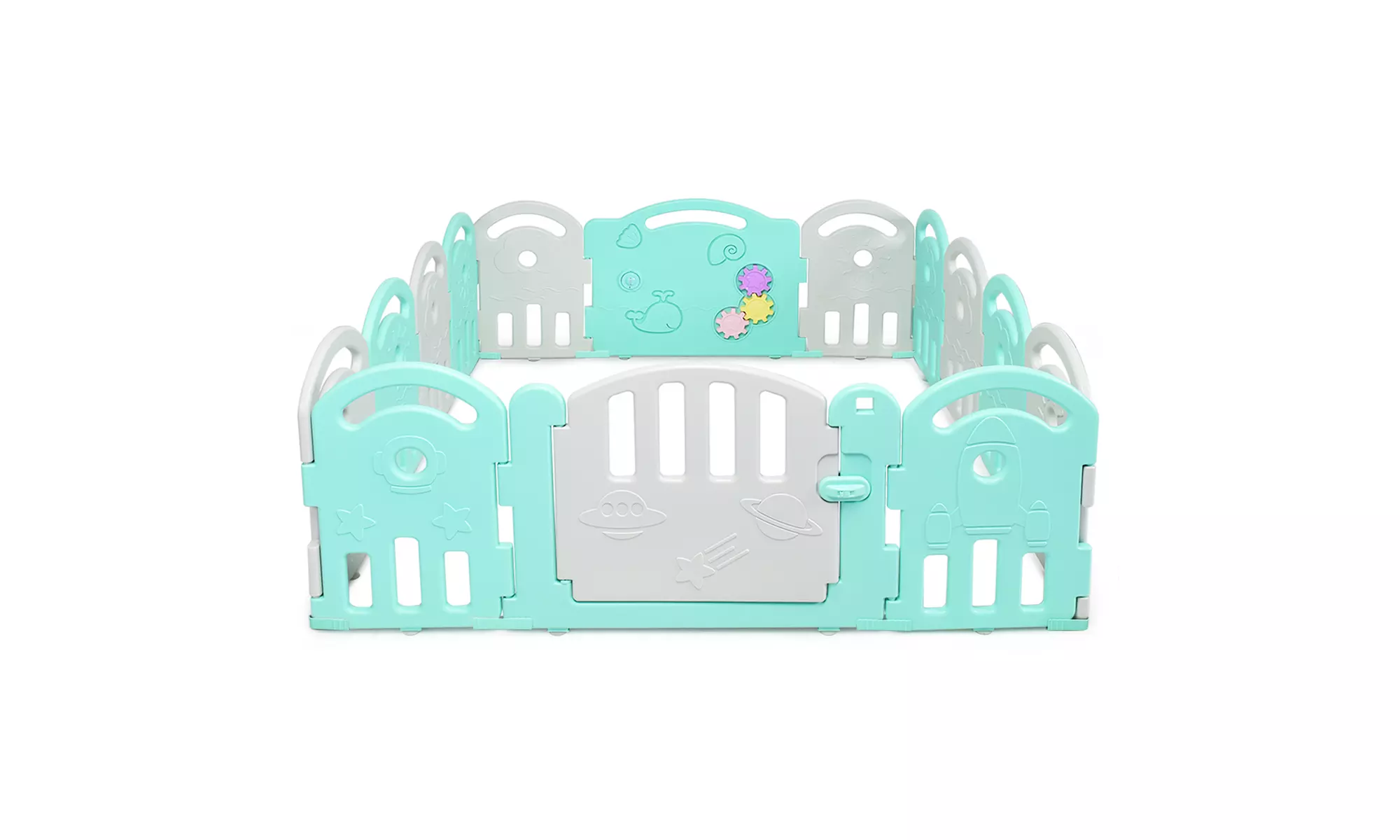 Costway 14-Panel Baby Playpen Kids Activity Center Playard w/Music Box - Primary Image