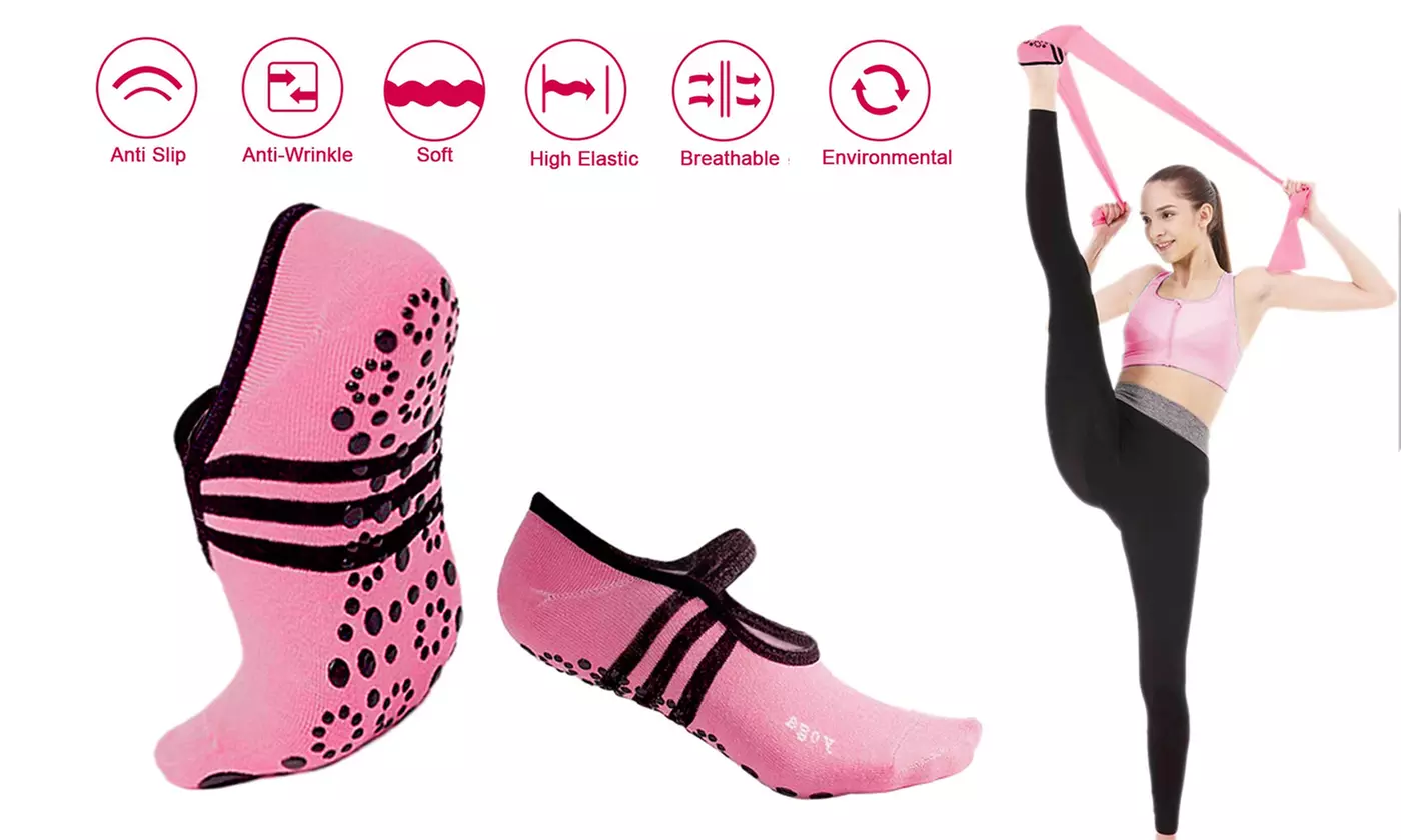1-3 Pair Yoga Sock for Women Non-Slip Grips & Straps Dance Socks Pilates Socks