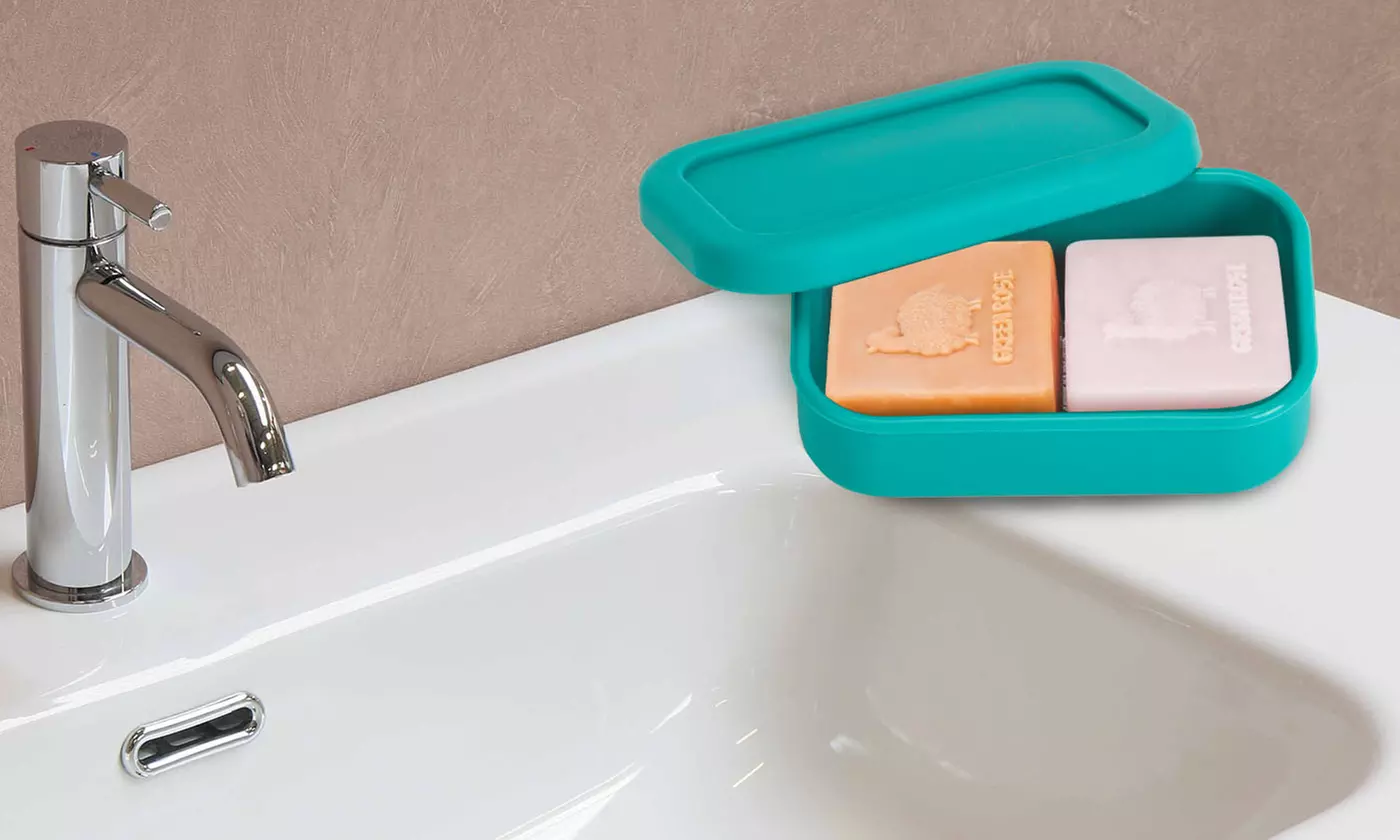 Leak Proof Silicone Soap Container with Draining Layer Portable Travel Soap Case