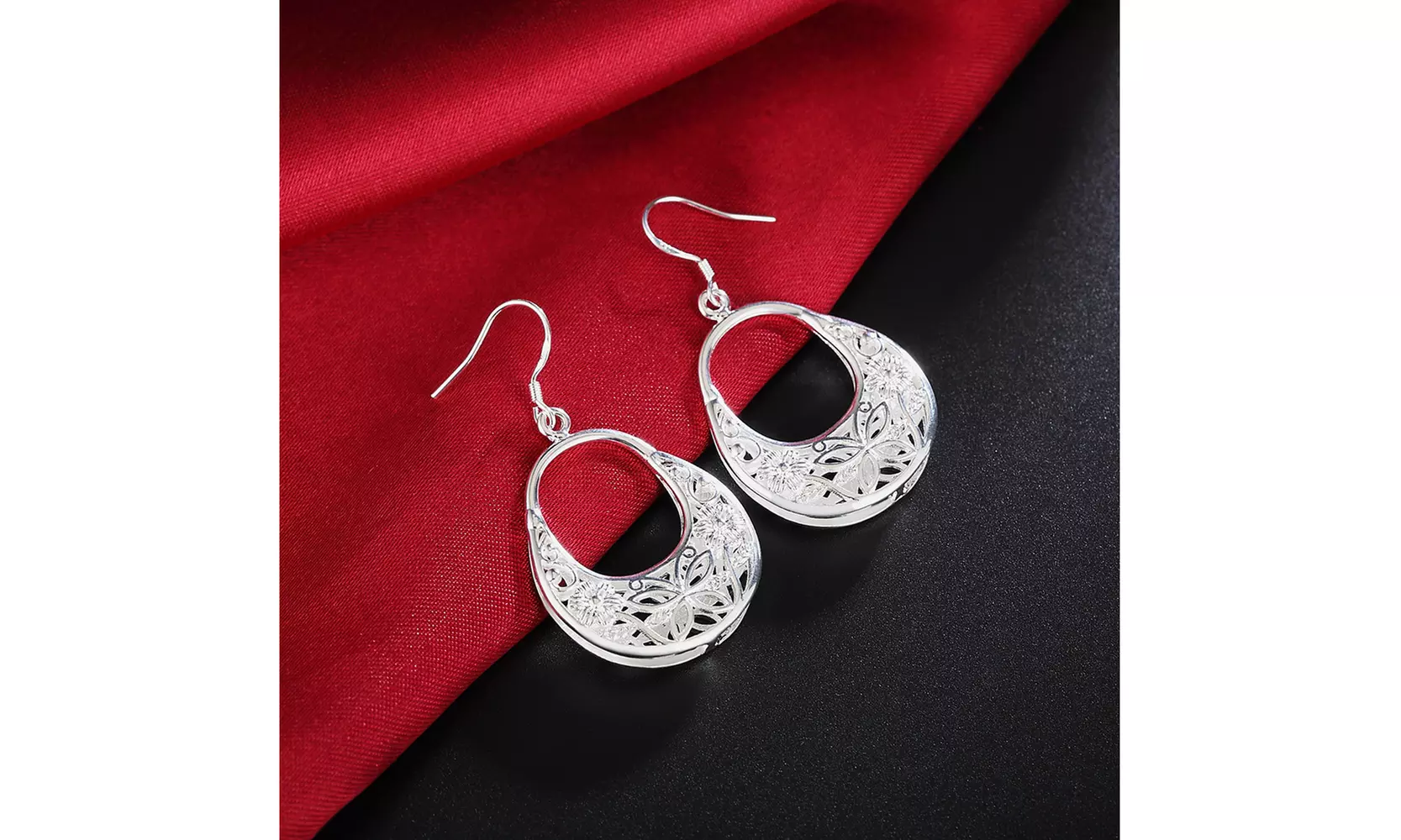 925 Sterling Silver Butterfly Filigree Hoop Earrings