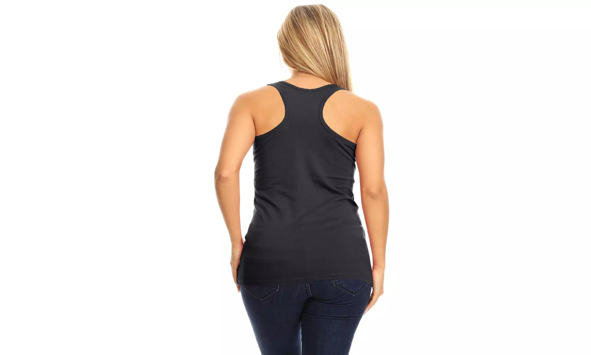 Basic Solid racerback tank top with scoop neck