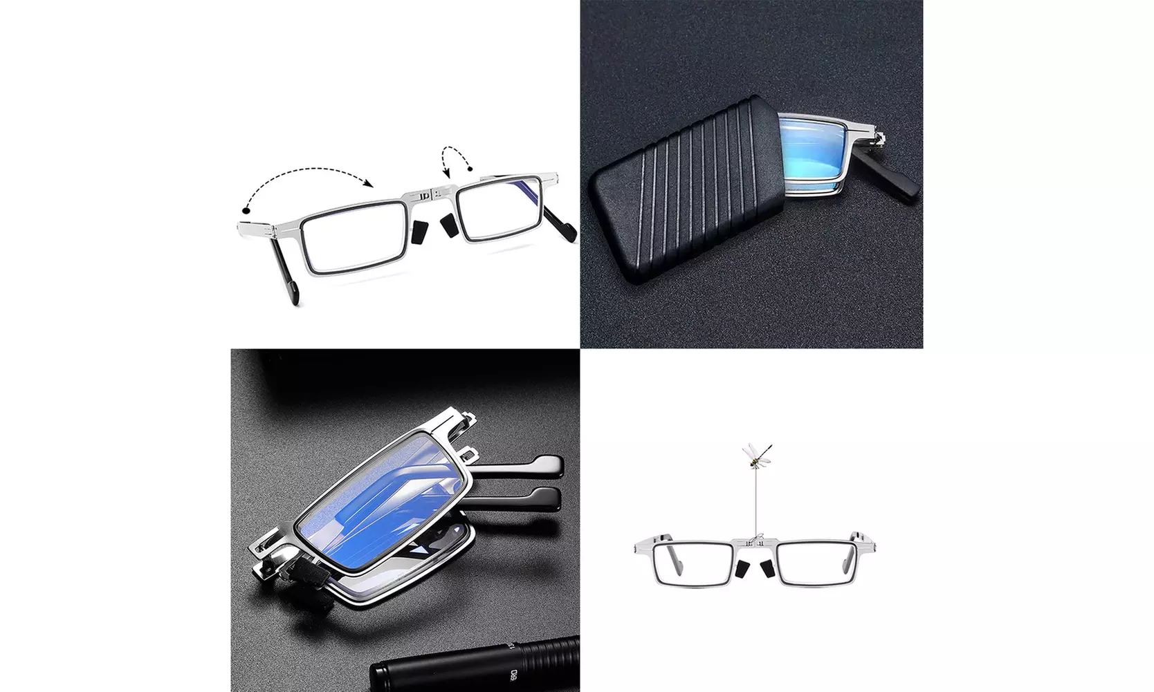 US 2-4Pairs Foldable Light Titanium Material Screwless Anti-Blue Reading Glasses