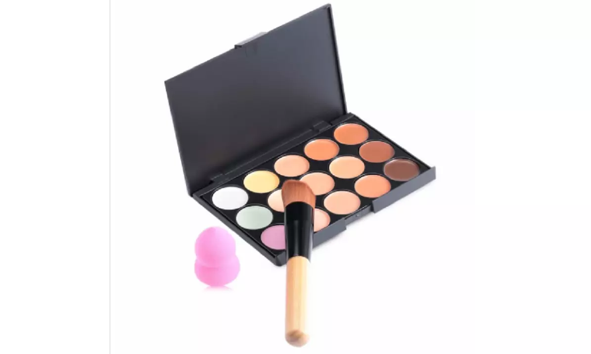 15 Color Pro Concealer Face Primer Cream Contour Palette Make Up Box - Second Medium