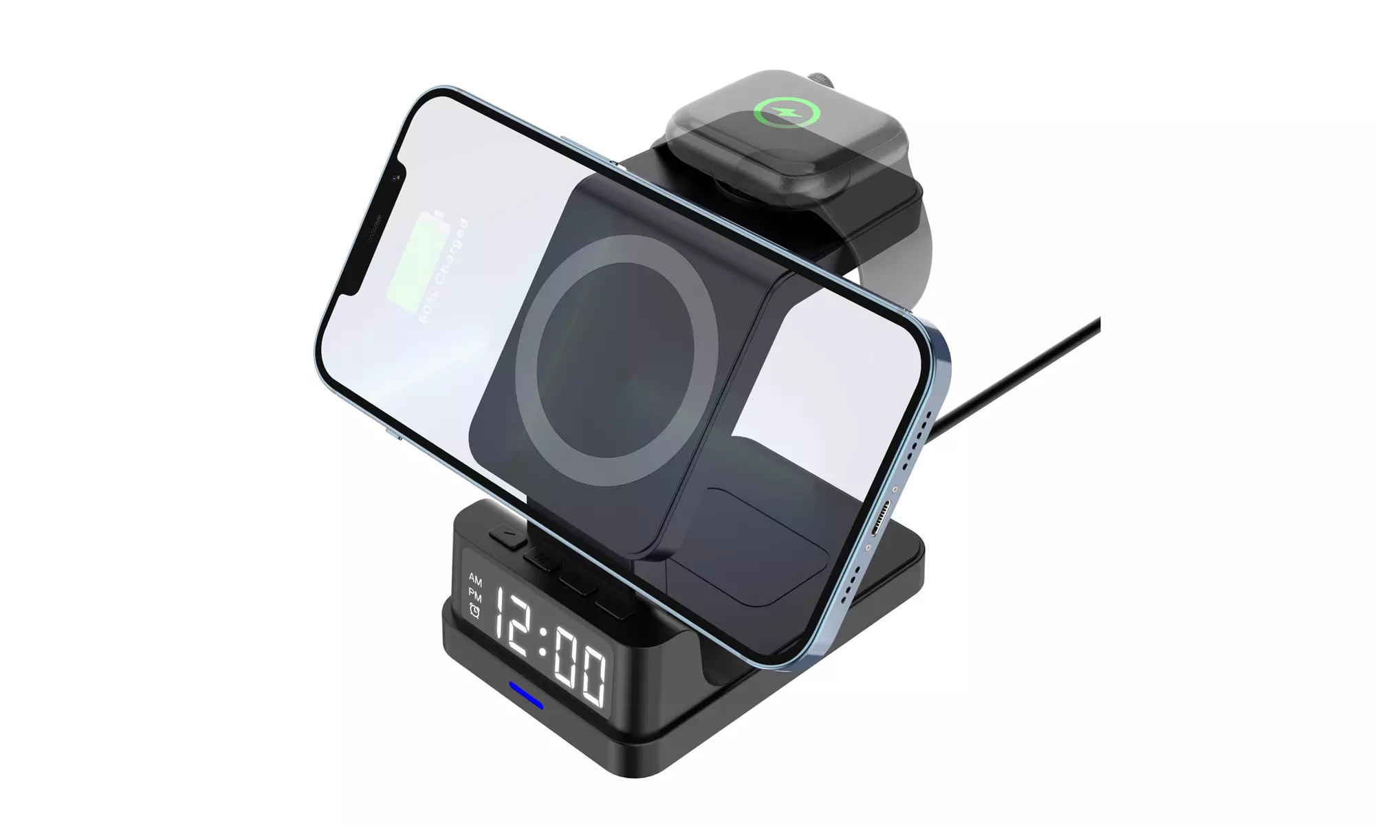 Zummy 4 in 1 Wireless 15W Magsafe Charger Stand W/ Digital Alarm Clock