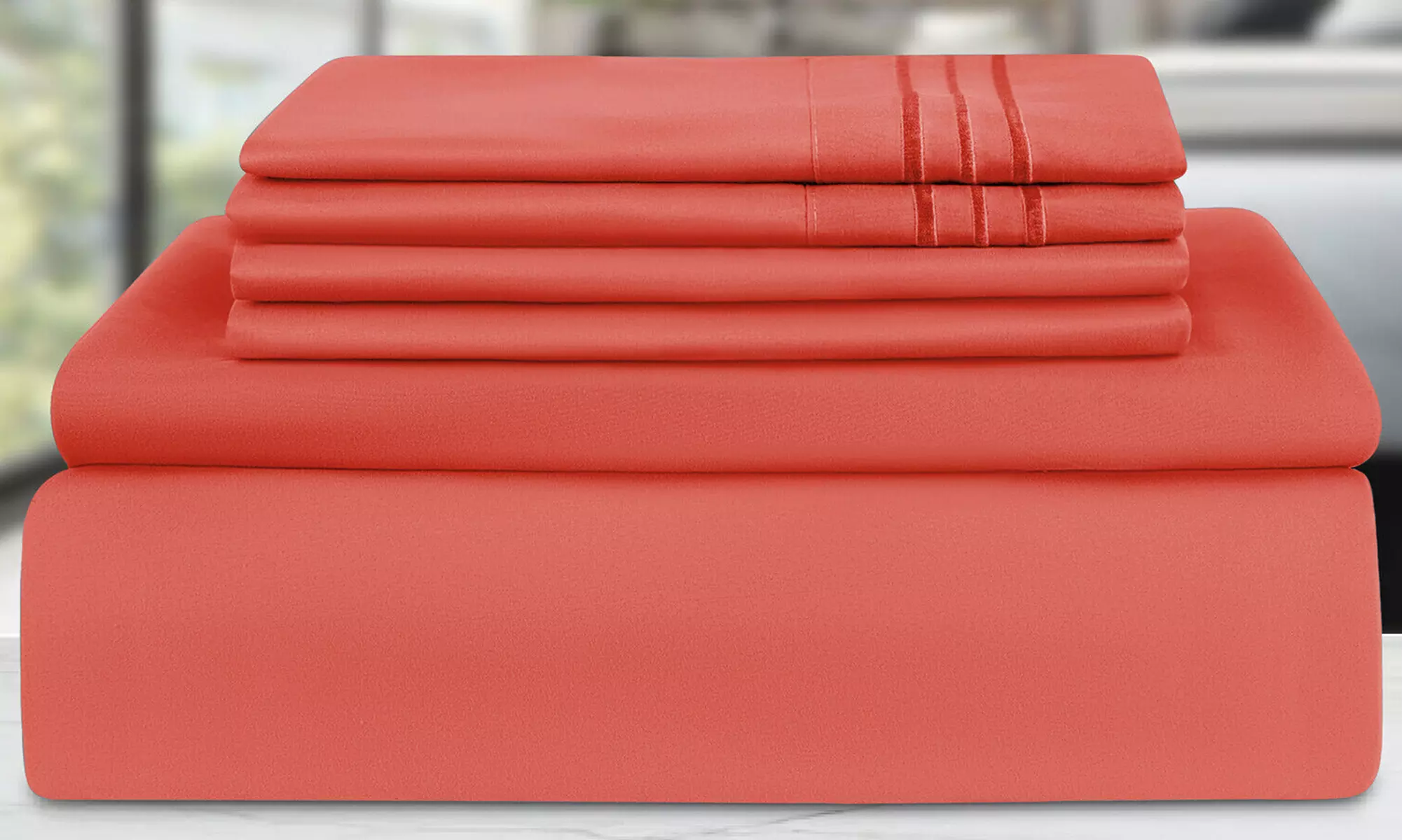 Lux Decor 6pc Premium Soft Microfiber Bed Sheet Set with Pillowcases