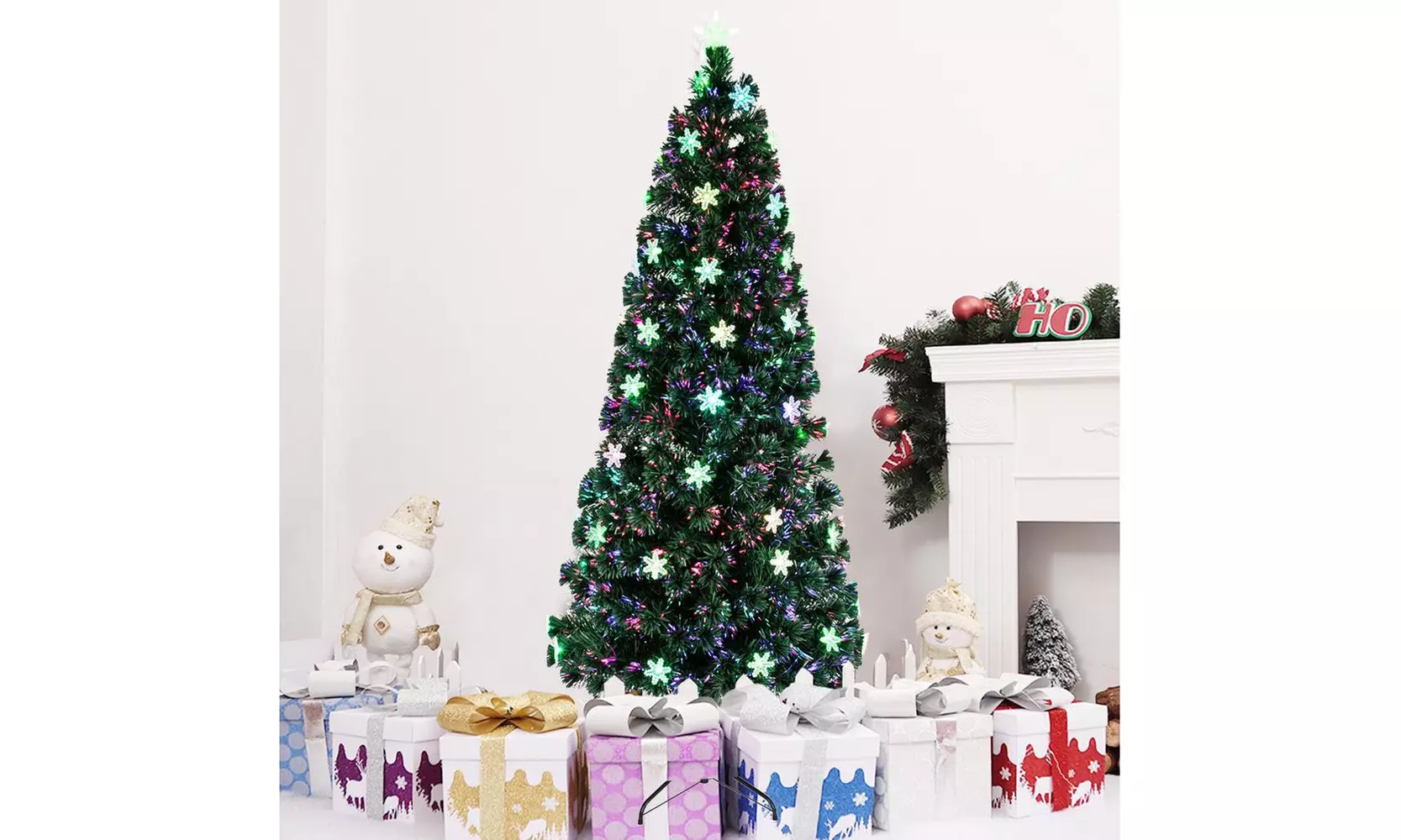 7 FT Artificial Pre-lit Fiber Christmas Tree Optic LED Lights with Iron Stand