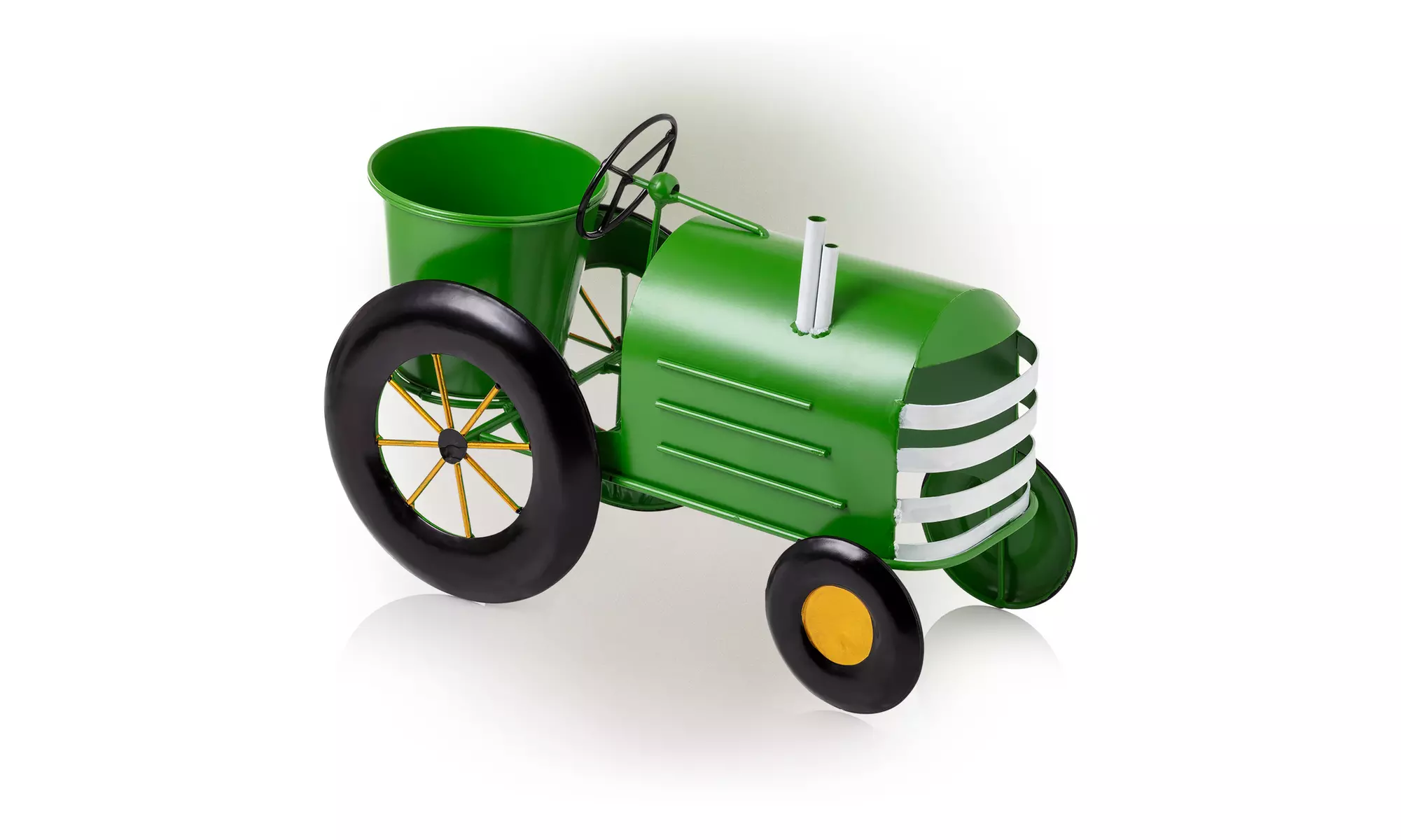 Metal Lime Green Tractor Planter - Primary Image