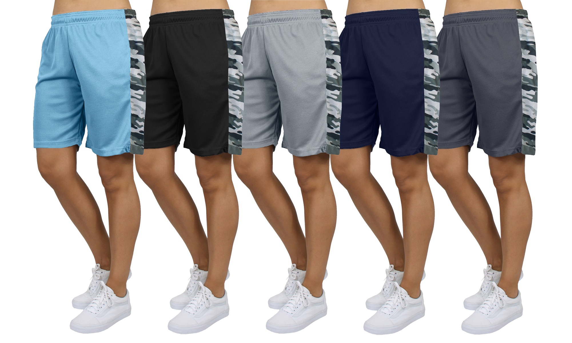 Women's Moisture Wicking Performance Loose Fitting Camo Stripe Mesh Shorts - Primary Image