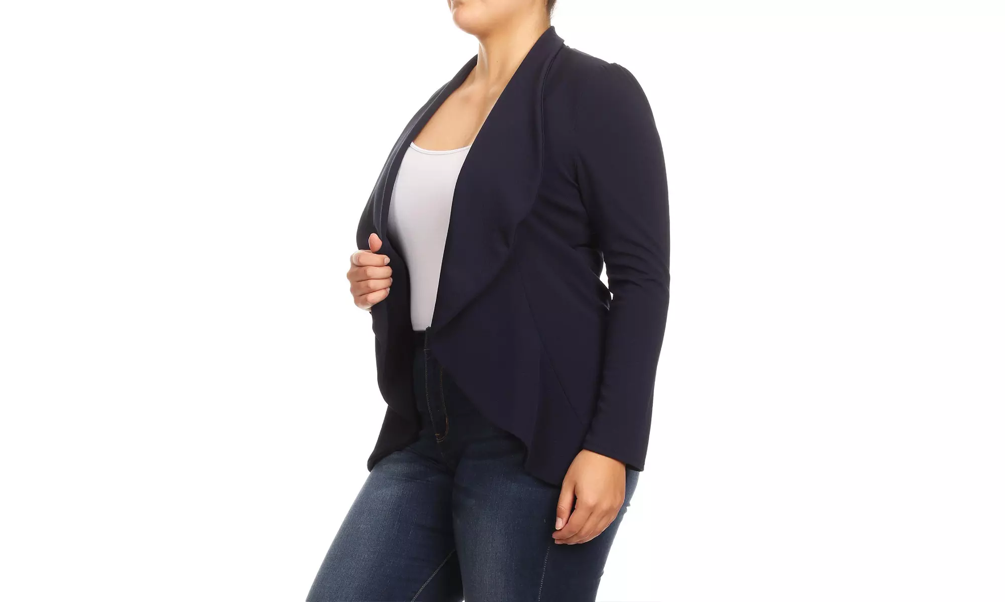 Women's Solid Plus Size Long Sleeves Blazer Jacket