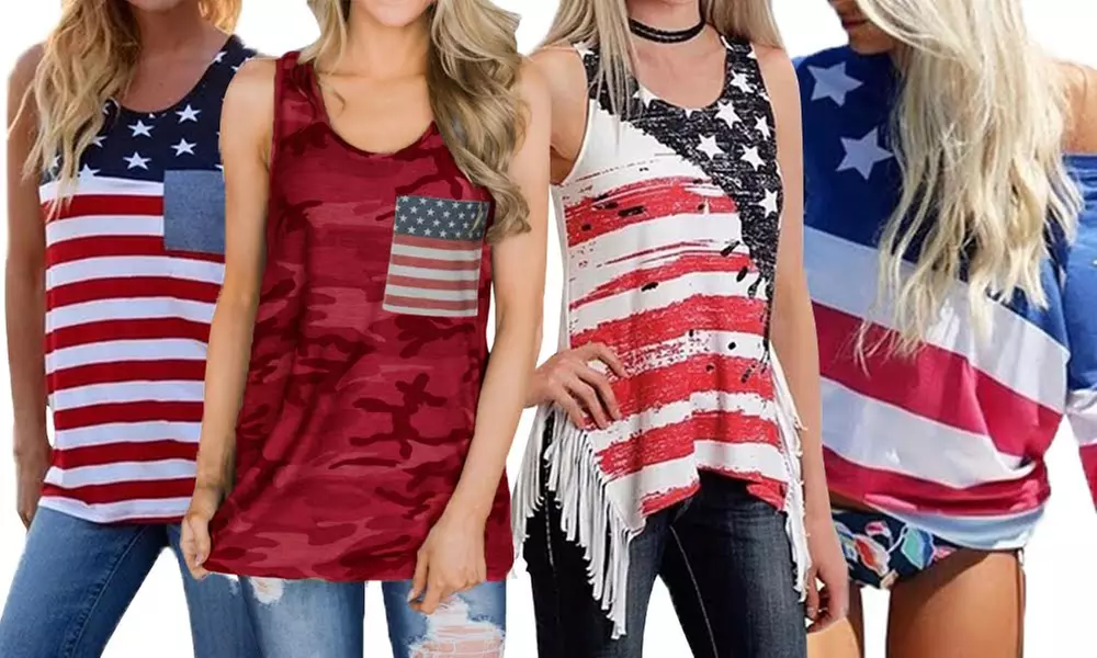 Leo Rosi Women's USA Day Tops. Plus Sizes Available. - Primary Image