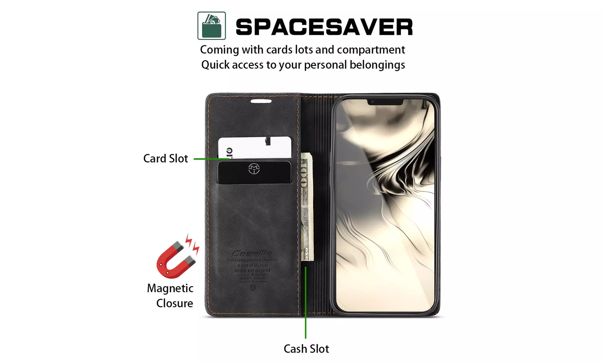 For iPhone 13 Pro Max/13/13 Pro Leather Flip Magnetic Wallet Card Slot Case