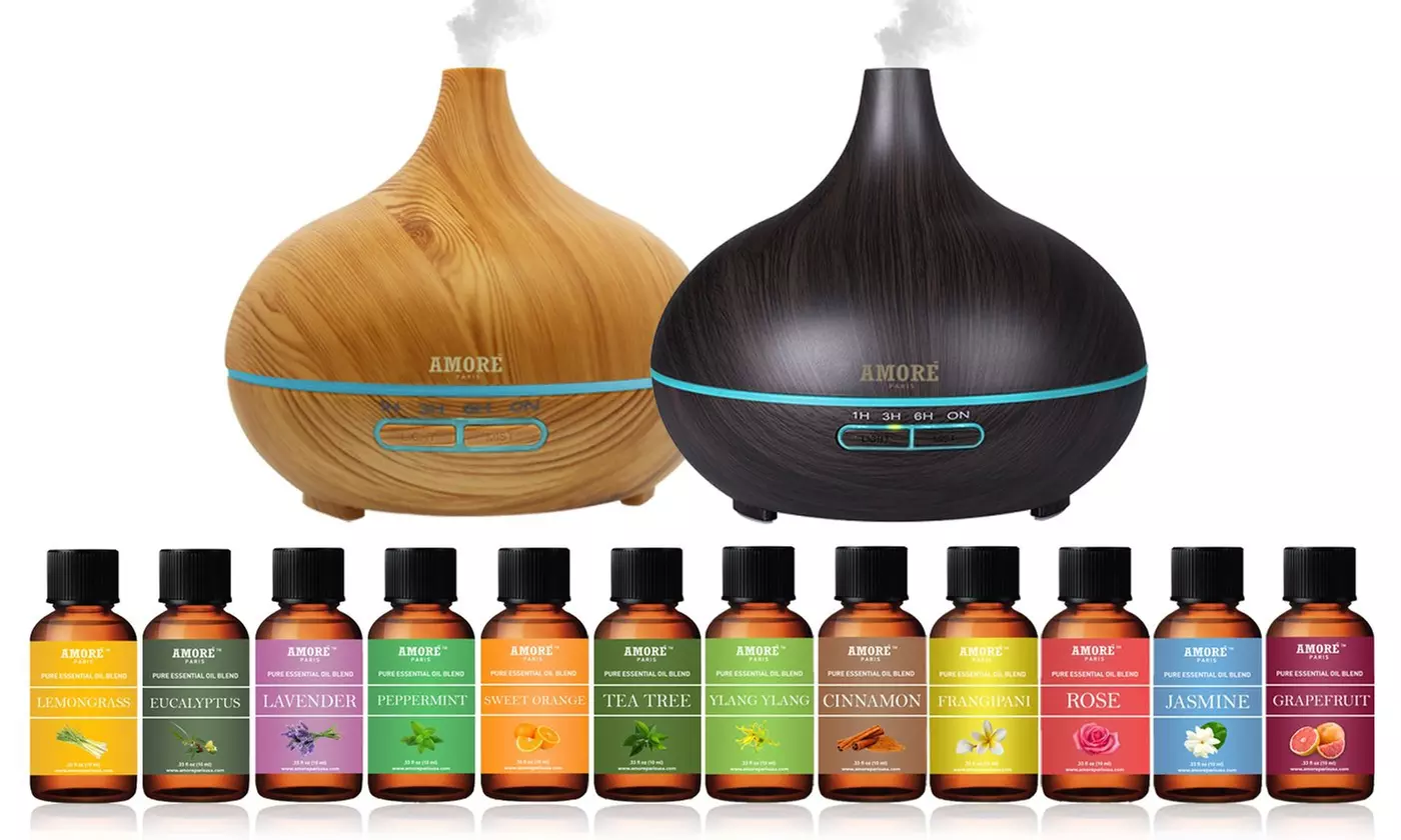 Ultrasonic Aromatherapy Oil Diffuser with Essential Oils Set (7-Pack) - Primary Image