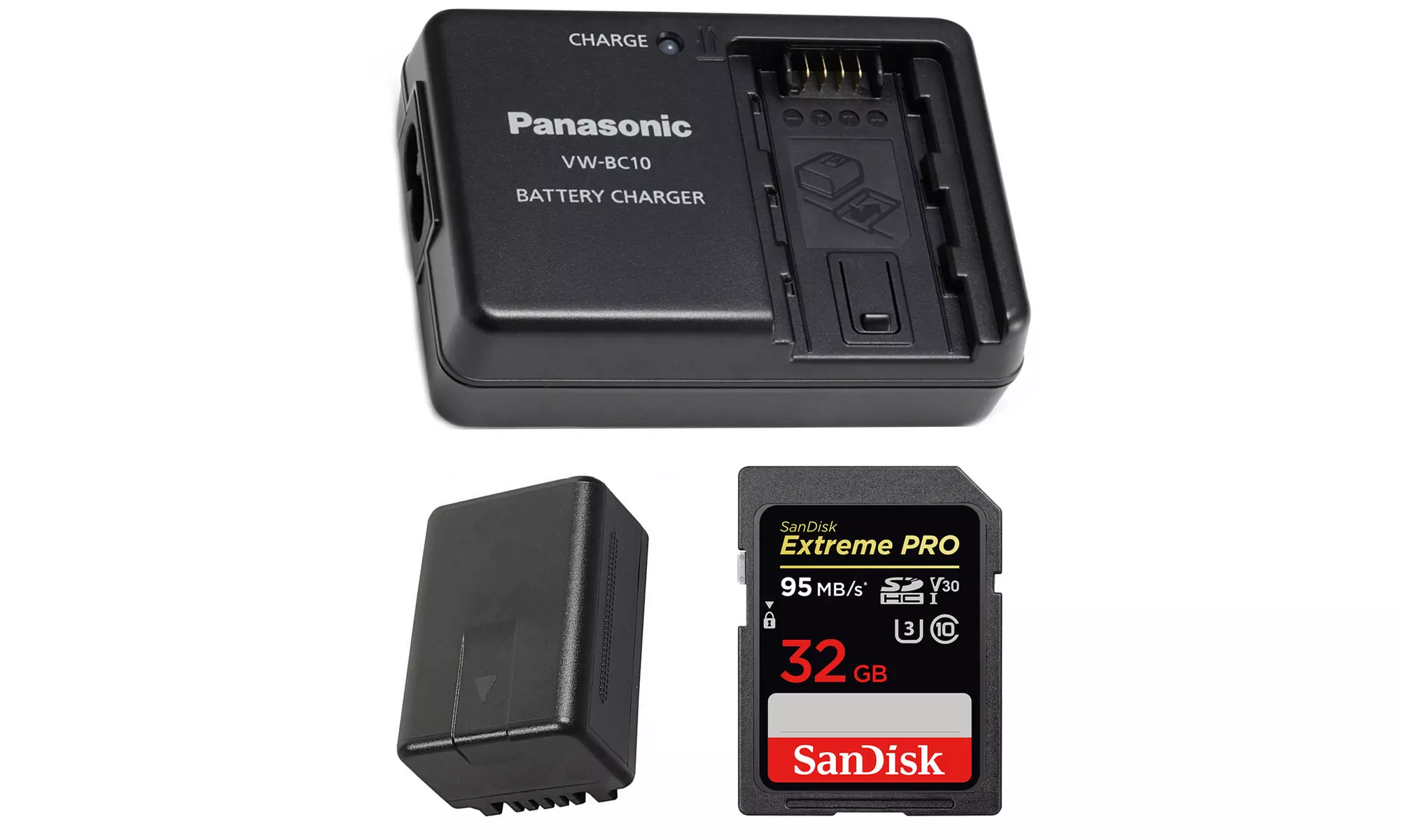 Panasonic PVT-190 Camcorder Battery & Charger w/ SanDisk Extreme PRO 32GB SD - Second Medium