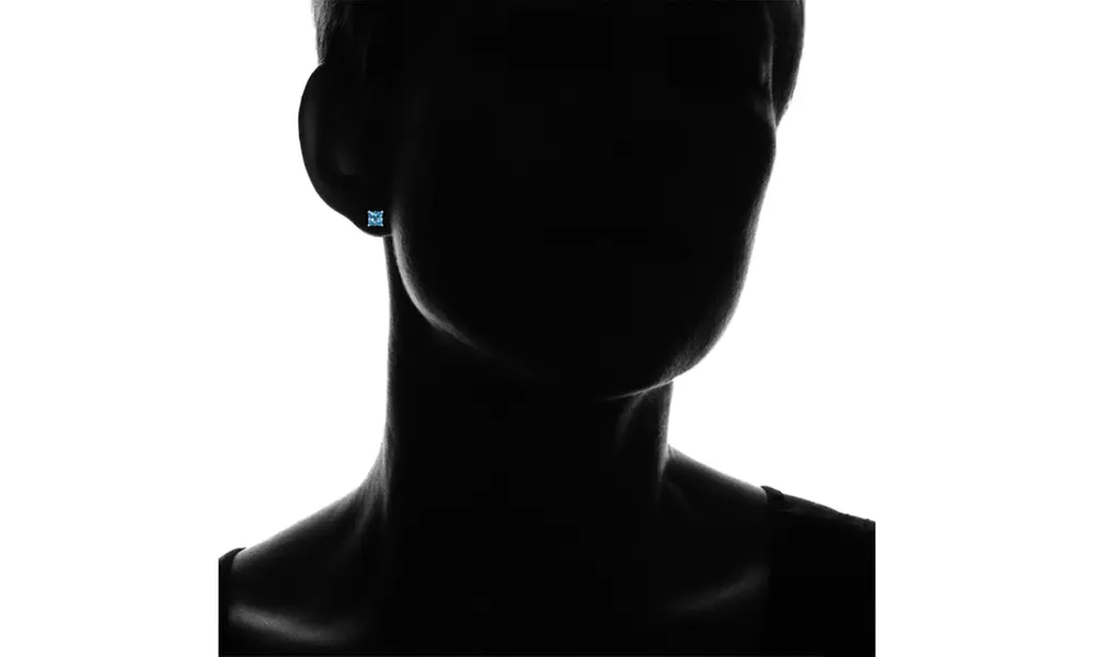 Sterling Silver Simulated Blue Topaz 5mm Princess-cut Stud Earrings