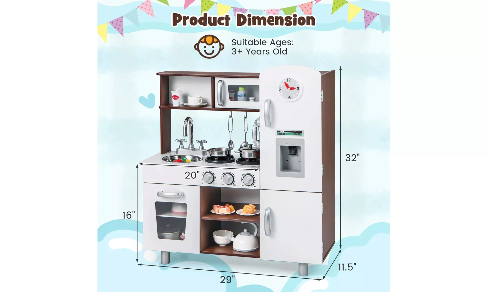 Costway Kids Kitchen Playset Pretend Play Kitchen Toy with Realistic Sounds