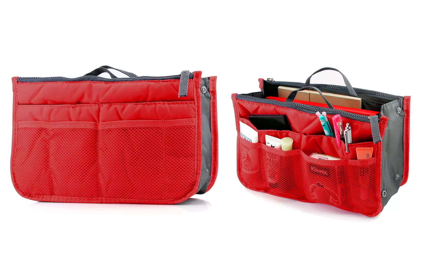 2-Pack:Women's Travel Tote Handbag / Purse Insert Cosmetic Organizer