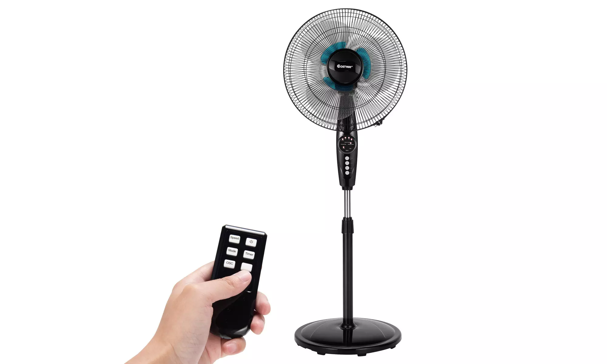 Costway 16'' Adjustable Oscillating Pedestal Fan Dual Blades w/ Remote Control - Primary Image