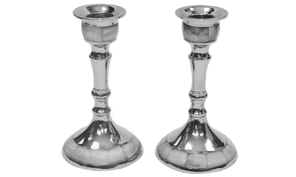Mother of Pearl Candle Sticks / Holders in off White Colors - Second Medium
