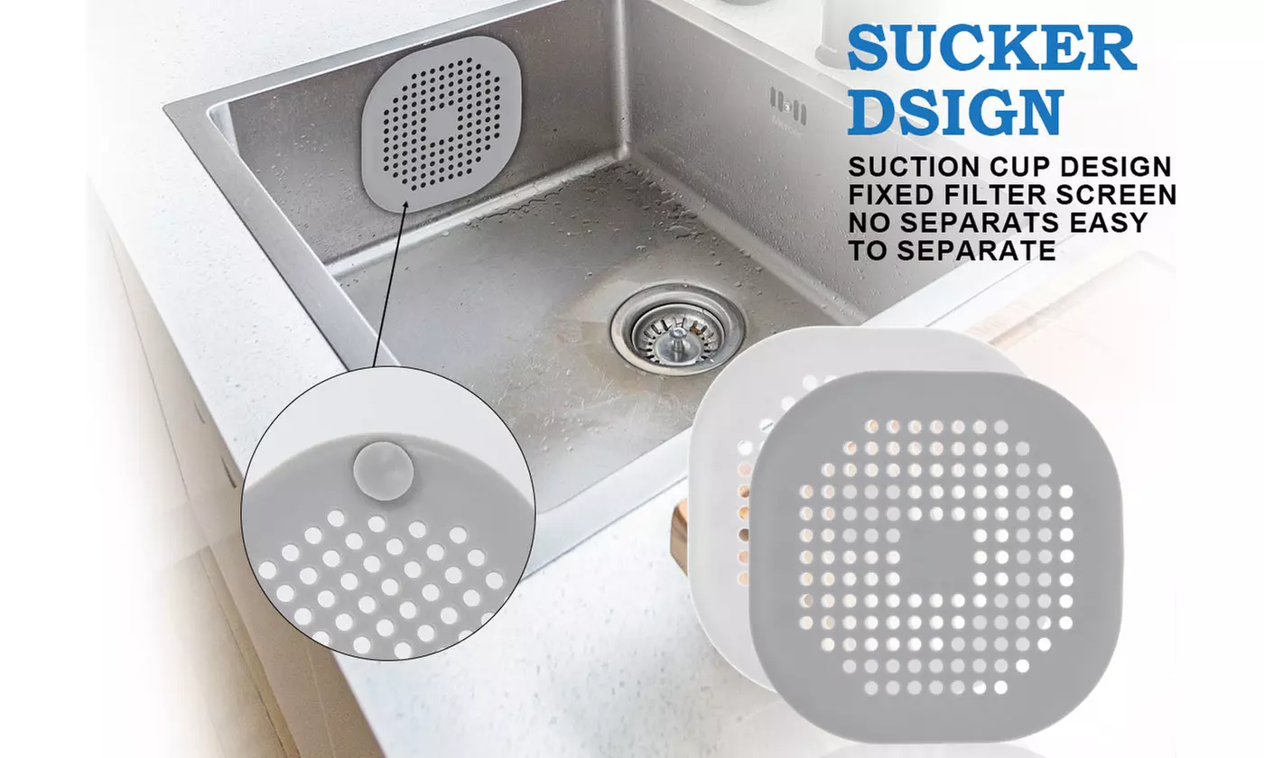 4Pcs Silicone Sink Drain Covers Hair Catchers Stopper with Suction Cup